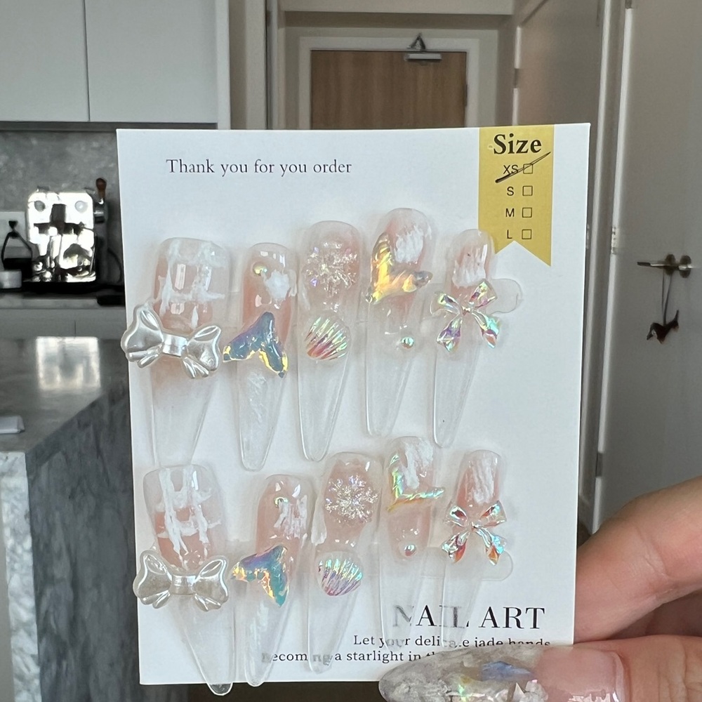 Holographic Nail Art Set with Bows